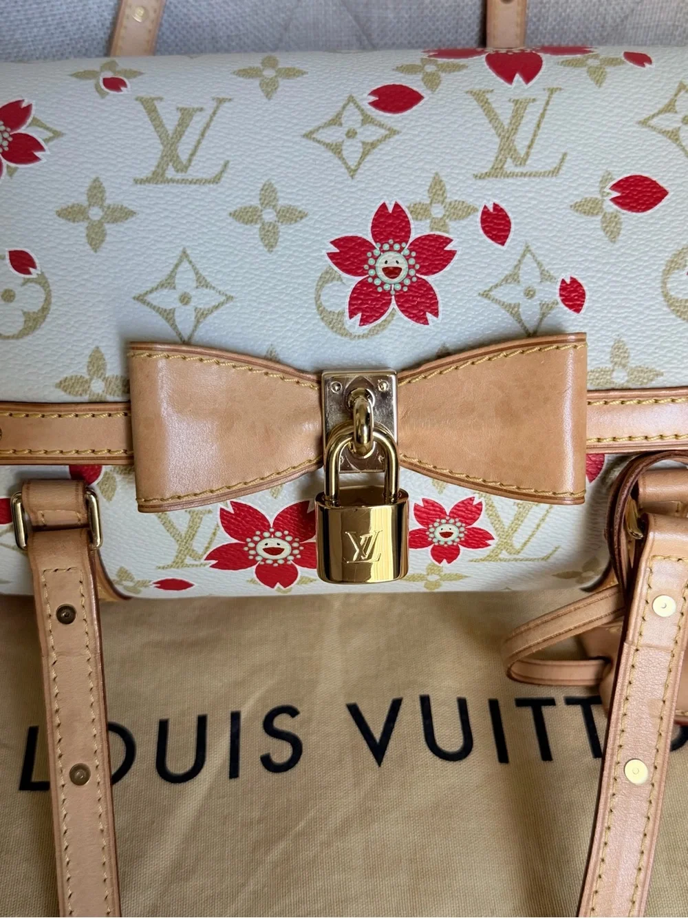Louis Vuitton Cherry Blossom Papillon Takashi Murakami White Monogram Bag Rare